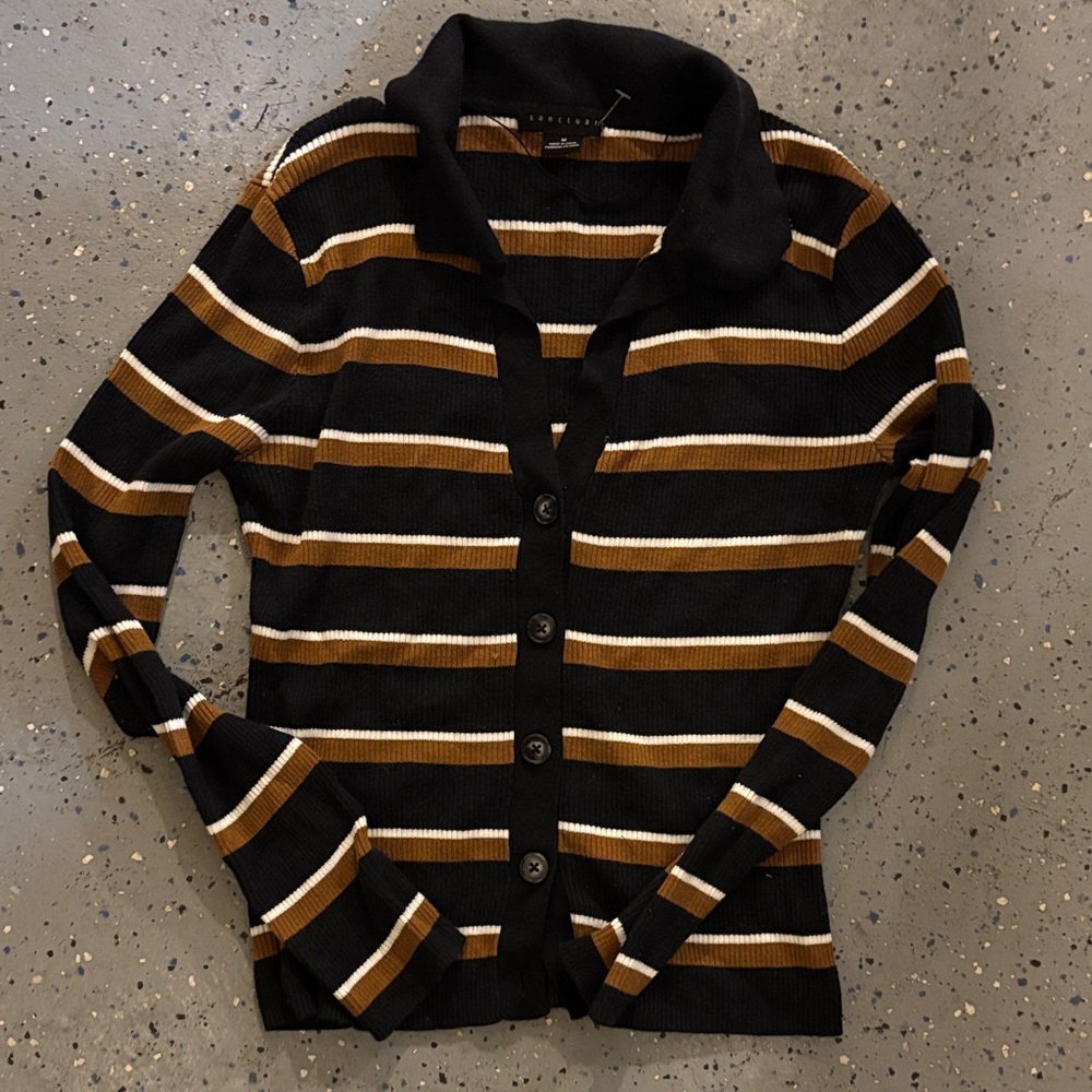 Striped Black and Brown Women's Sweater by Sanctuary